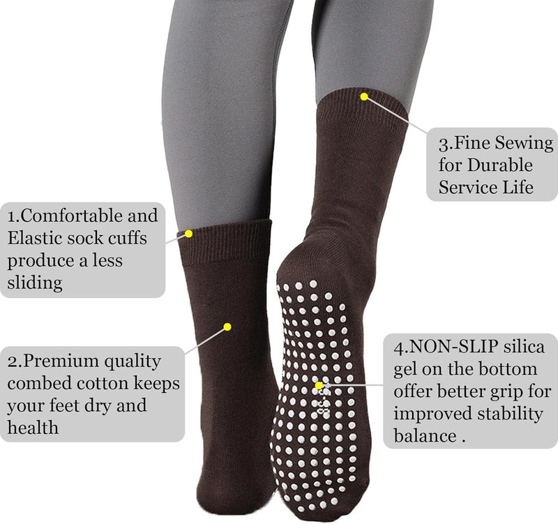 Flydo Store Pilates Grippy Socks with Grips for Women Yoga Non Slip Long Socks for Pure Barre, Ballet,Dance Workout 2-5 Pack - Image 2